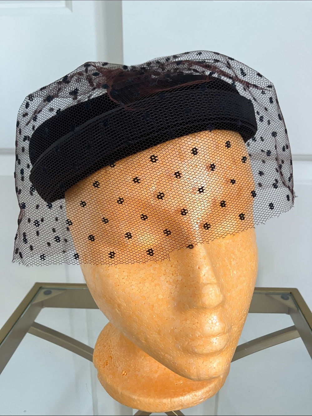 Black Veiled Cocktail Pillbox Hat